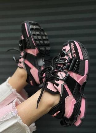 D&g space black pink новинка бомбезні масивні яскраві жіночі кросівки чорно рожеві бренд черно розовые массивные топовые кроссовки4 фото