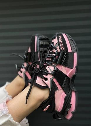 D&g space black pink новинка бомбезні масивні яскраві жіночі кросівки чорно рожеві бренд черно розовые массивные топовые кроссовки3 фото