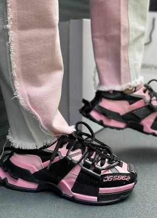 D&g space black pink новинка бомбезні масивні яскраві жіночі кросівки чорно рожеві бренд черно розовые массивные топовые кроссовки10 фото