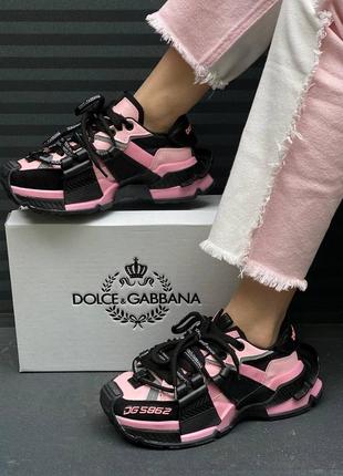 D&g space black pink новинка бомбезні масивні яскраві жіночі кросівки чорно рожеві бренд черно розовые массивные топовые кроссовки2 фото