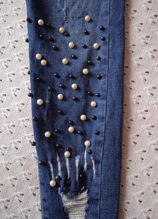 Джинси слім з перлинками стрейчеві джинси6 фото
