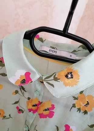 Вінтажна квіткова блуза з комірцем steps, р. s4 фото