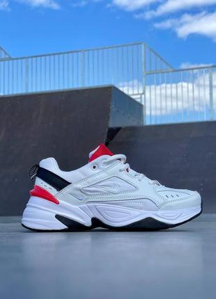 Жіночі білі кросівки в стилі nike m2k tekno ‘white red’