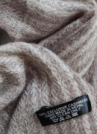 Кашеміровий шарф 100% exclusive cashmere hand made in nepal в клітинку2 фото