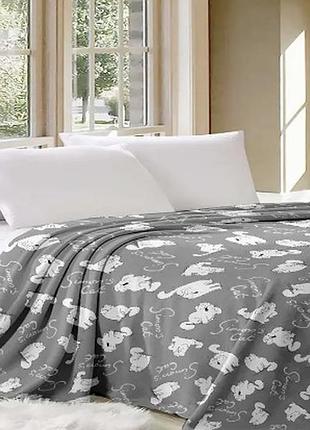 Плед щільний фліс полуторний дитячий 160х210 см котики