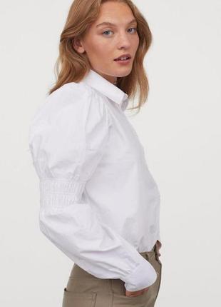 Стильна біла сорочка з обьемними рукавами h&m,3 фото