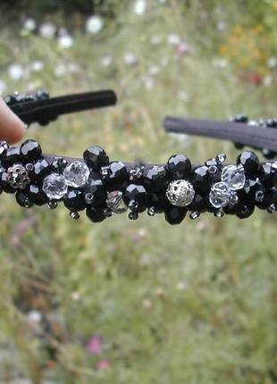 Обруч для волос с хрустальными бусинами hand made