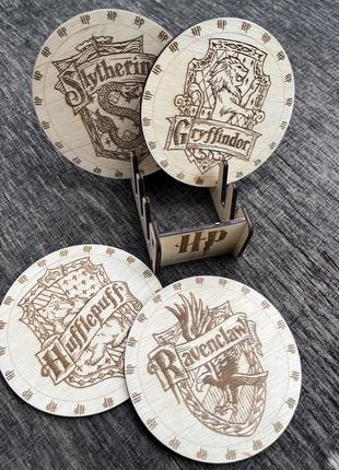 Набор подставок под горячее, гарри поттер, светлое дерево, светлая