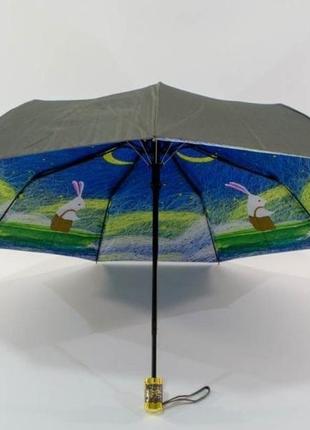 Парасоля напівавтомат, підвійне покриття купола, парасолька, зонт, з двойным куполом, зонтик, серый, сірий, полуавтомат, дитячий , детский, дитяча