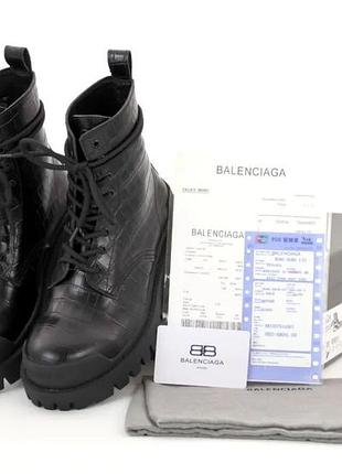 Женские ботинки balenciaga strike lace-up boot, кожа, черный, вьетнам