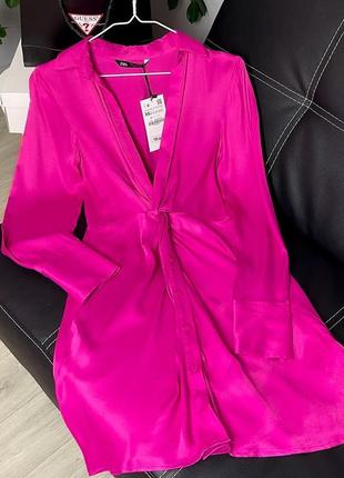 Сатинова сукня рубашка zara