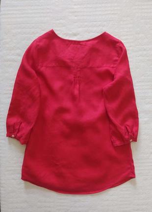 Льняна блуза, широка,, червона, на гудзиках,від m&s2 фото