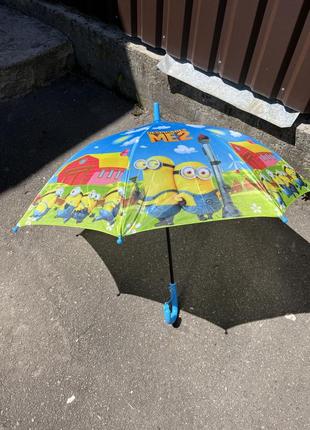 Зонтик детский трость миньоны5 фото