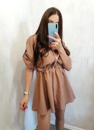 Стильна сукня колір кемел. плаття бежевого цвета1 фото