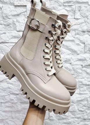 Стильные женские кожаные ботинки сапоги для девочки