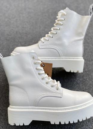 Dr.martens jadon cream white leather черевики доктор мартінс кремові білі демі натуральна шкіра женские на высокой подошве осень натуральная кожа