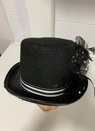 Шляпа котелок стимпанк готичная готическая скелет дракула карнавал4 фото