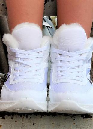 Зимні жіночі кросівки на меху білі снікерси ботинкі  женские кроссовки зима2 фото