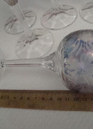 Красивые бокалы фужеры набор 5 шт хрусталь богемия чехословакия № ст153