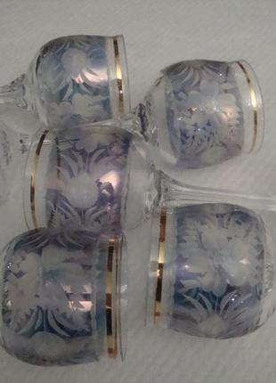 Красивые бокалы фужеры набор 5 шт хрусталь богемия чехословакия № ст153