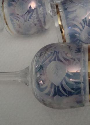 Красивые бокалы фужеры набор 5 шт хрусталь богемия чехословакия № ст153