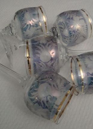 Красивые бокалы фужеры набор 5 шт хрусталь богемия чехословакия № ст153