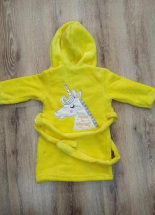 Тёплые махровые халаты с единорогом  для девочек