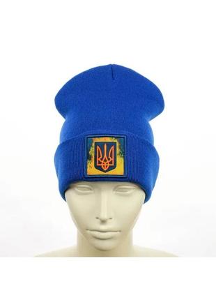 Шапка з патриотичною нашивкою блакитний
