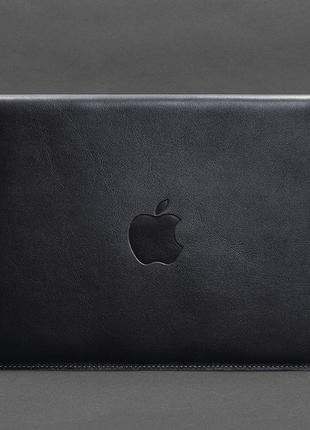 Шкіряний чохол-конверт на магнітах для macbook 14 темно-синій