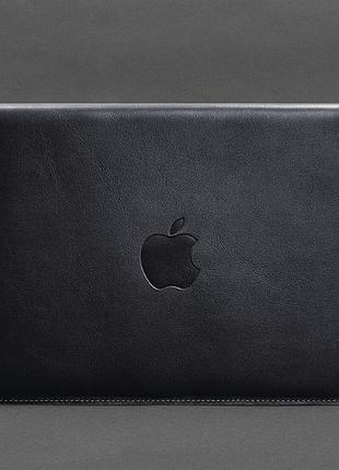 Кожаный чехол-конверт на магнитах для macbook 14 темно-синий