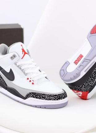 Мужские высокие кожаные кроссовки nike air j0rdan 3#найк