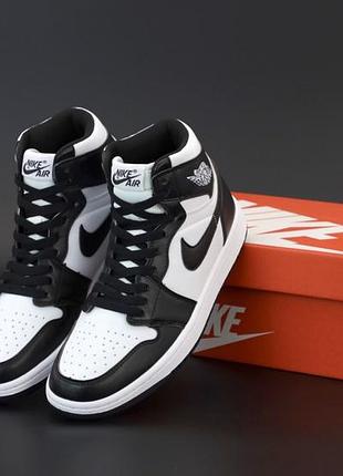 Мужские высокие кожаные кроссовки nike j0rdan 1 retro #найк