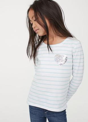 Реглан h&m с реверсными пайетками сердечко на 4-6лет