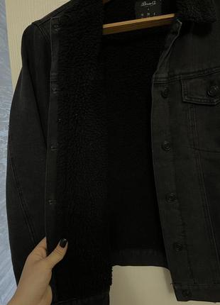 Джинсовка,джинсова куртка з овчиною,чорна4 фото