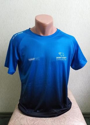 Мужская спортивная футболка. синяя, градиент.1 фото
