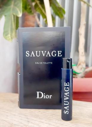 Christian dior sauvage✨оригинал миниатюра пробник mini vial spray 1 мл книжка