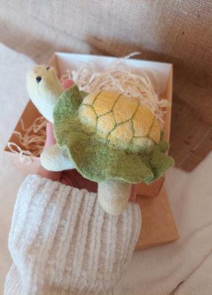 Інтер'єрна фігурка іграшка черепашка, черепаха декор ручної роботи мокре валяння