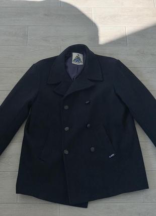 Мужское синее пальто бушлат шерсть le glazik quimper l xl 50 52