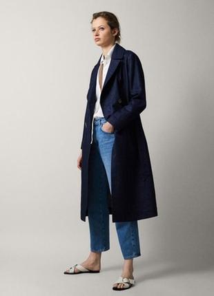 Тренч плащ от massimo dutti лен и хлопок