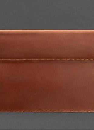 Шкіряний чохол-конверт на магнітах для macbook 14 світло-коричневий crazy horse2 фото