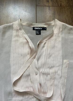 Шовкова блуза dkny, пудрова блуза з зав’язками, ніжно рожева сорочка, мудрования шёлковая блуза с галстуком4 фото