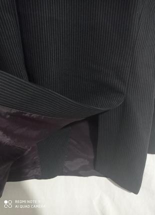 Т10. шестяной чёрный в серую полоску мужской пиджак блейзер шерсть 100 классический woolmark6 фото