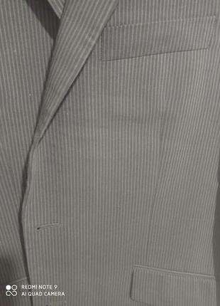 Т10. шестяной чёрный в серую полоску мужской пиджак блейзер шерсть 100 классический woolmark7 фото