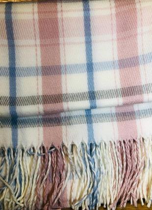 Осінній теплий шарф палантин в клітку4 фото