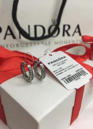 Срібні сережки пандора 296317cz коло сердець круглі з камінцями срібло проба 925 нові з біркою pandora5 фото