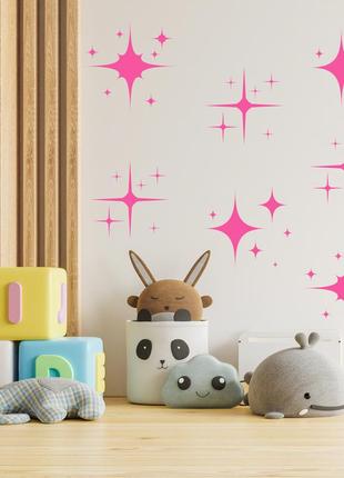 Набор наклеек на стену в детскую комнату "розовые звезды"1 фото