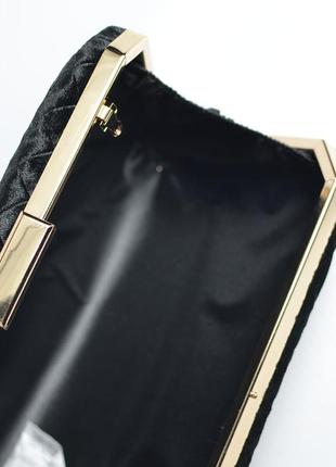 Вечерняя бархатная сумка клатч бокс на цепочке черный выпускной маленькая мини сумочка из бархата2 фото