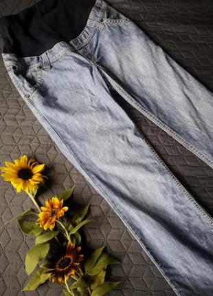 Голубые  джинсы для беременности с высокой резинкой2 фото
