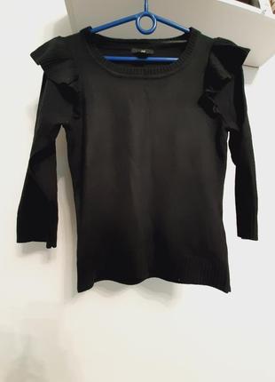 Чорний гольф h&m свитер з рукавами 3/4 об'ємними плечима3 фото