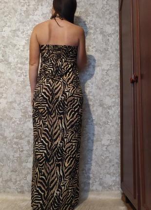 Довга трикотажна сукня плаття в тигровий принт розмір s m від george8 фото